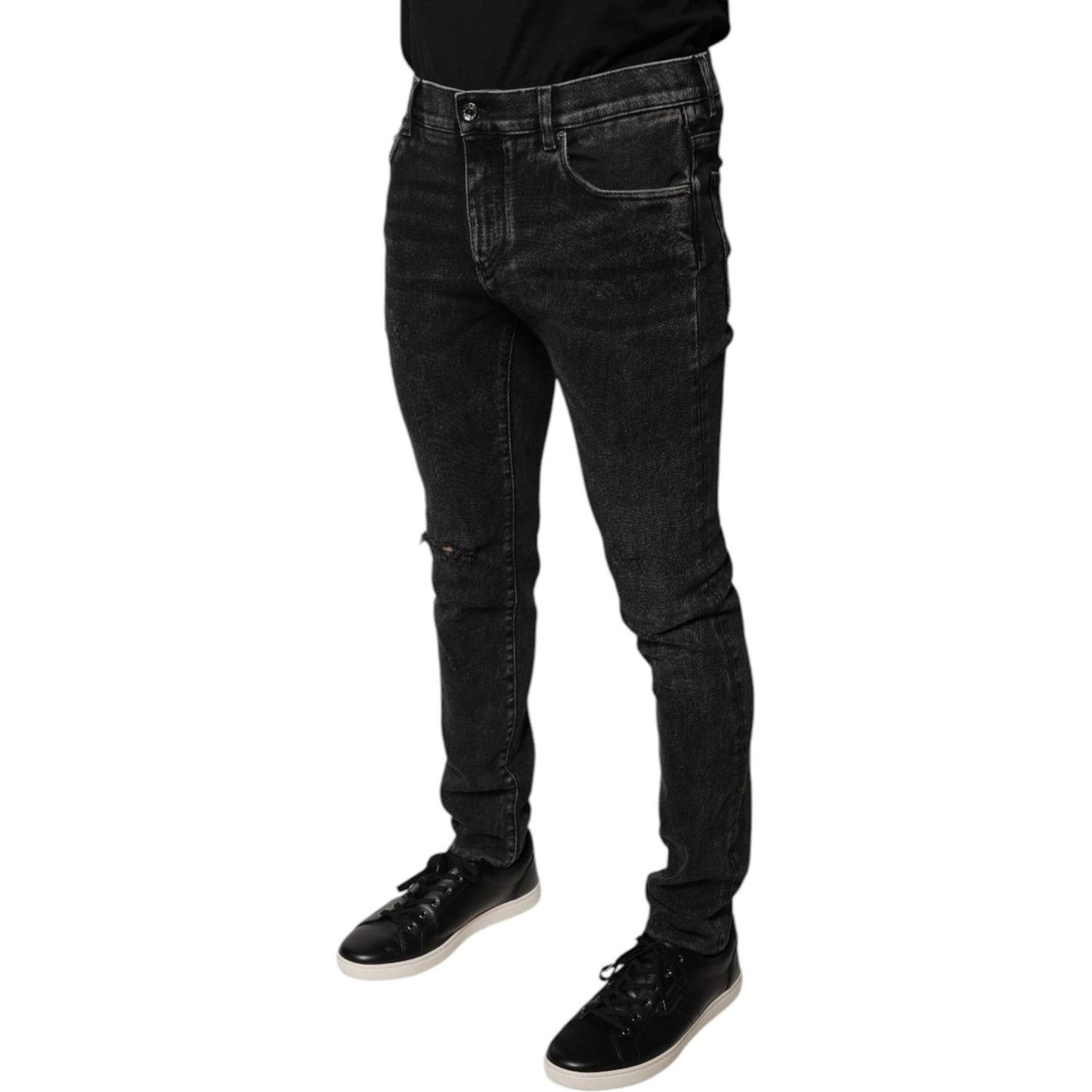 Dolce & Gabbana Black Cotton Stretch Skinny Men Denim Jeans PAN75883-50