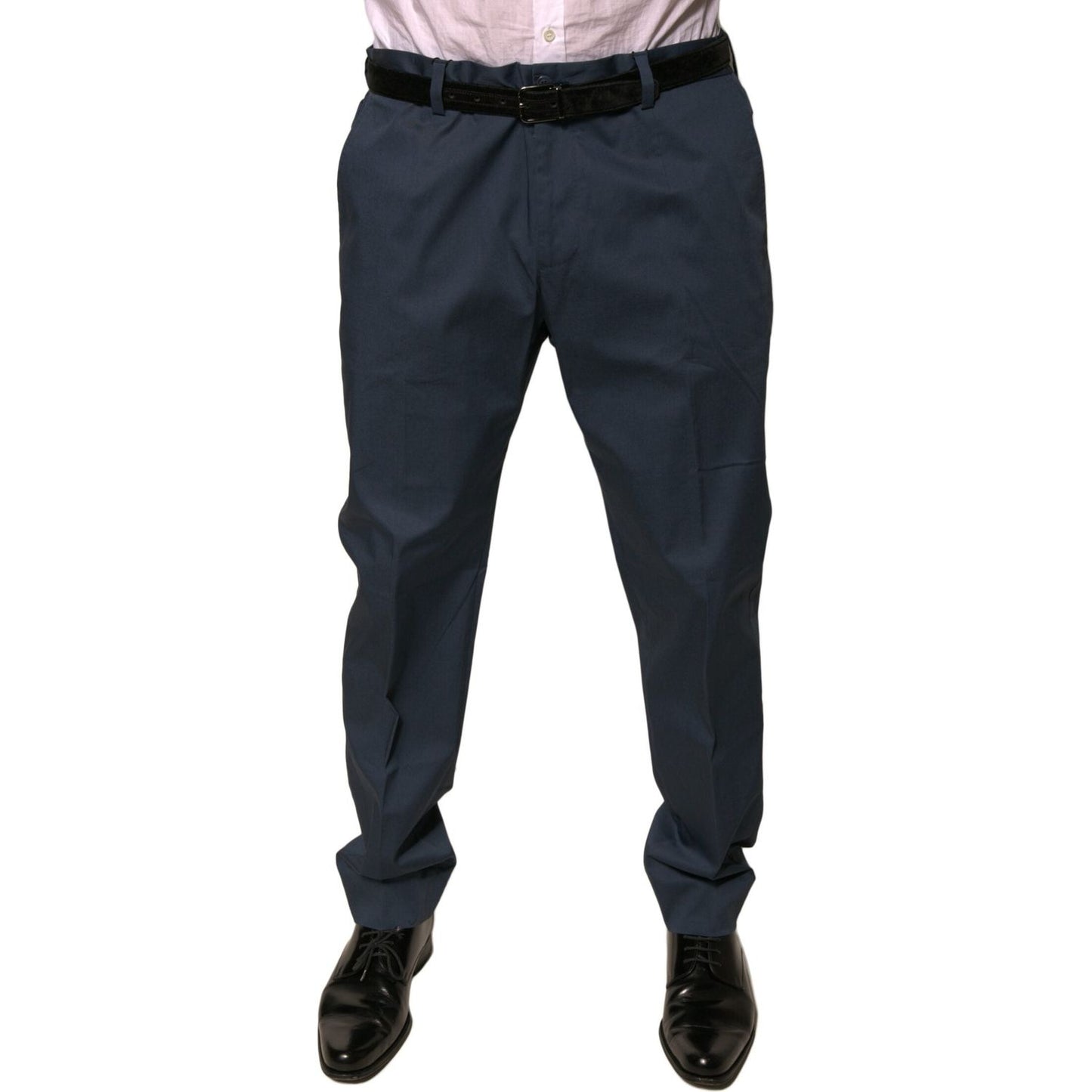 Dolce & Gabbana Dark Blue Cotton Stretch Skinny Men Dress Pants PAN76080-44
