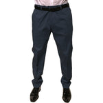 Dolce & Gabbana Dark Blue Cotton Stretch Skinny Men Dress Pants PAN76080-44