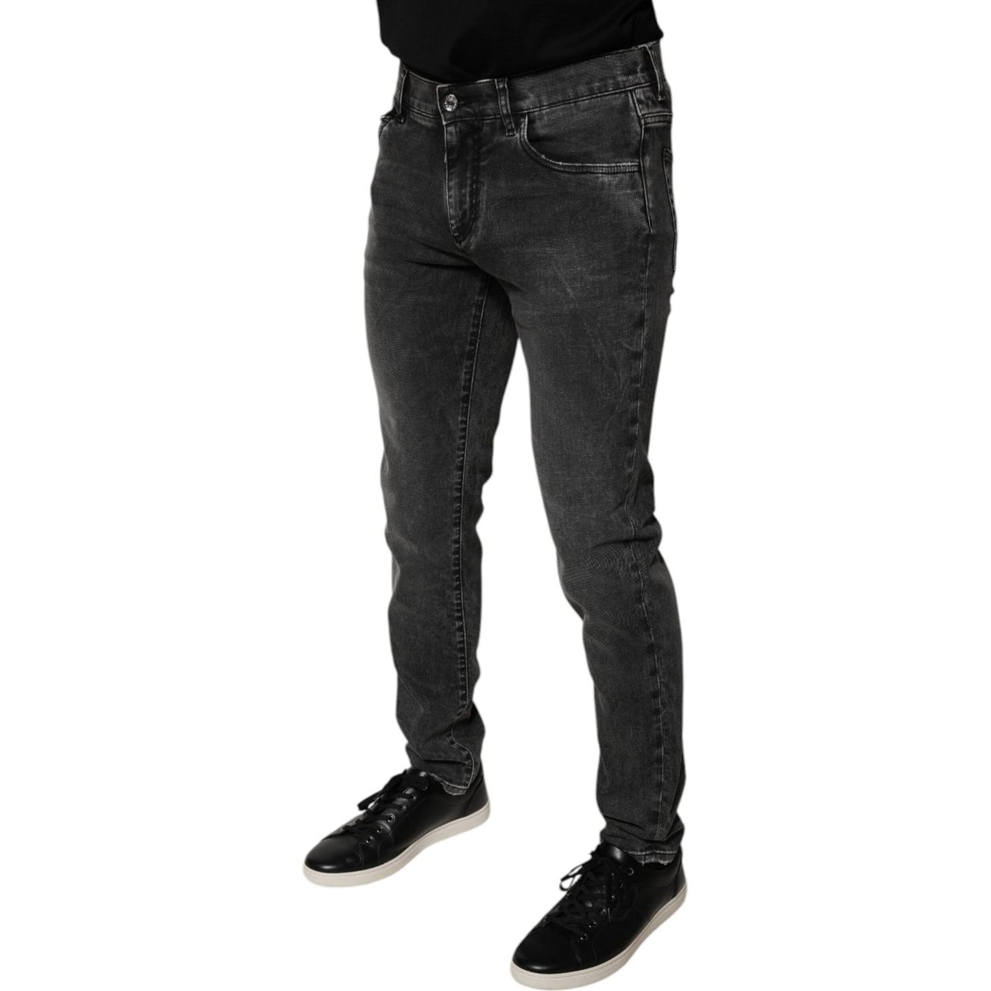 Dolce & Gabbana Black Logo Cotton Stretch Skinny Denim Pants PAN76098-48