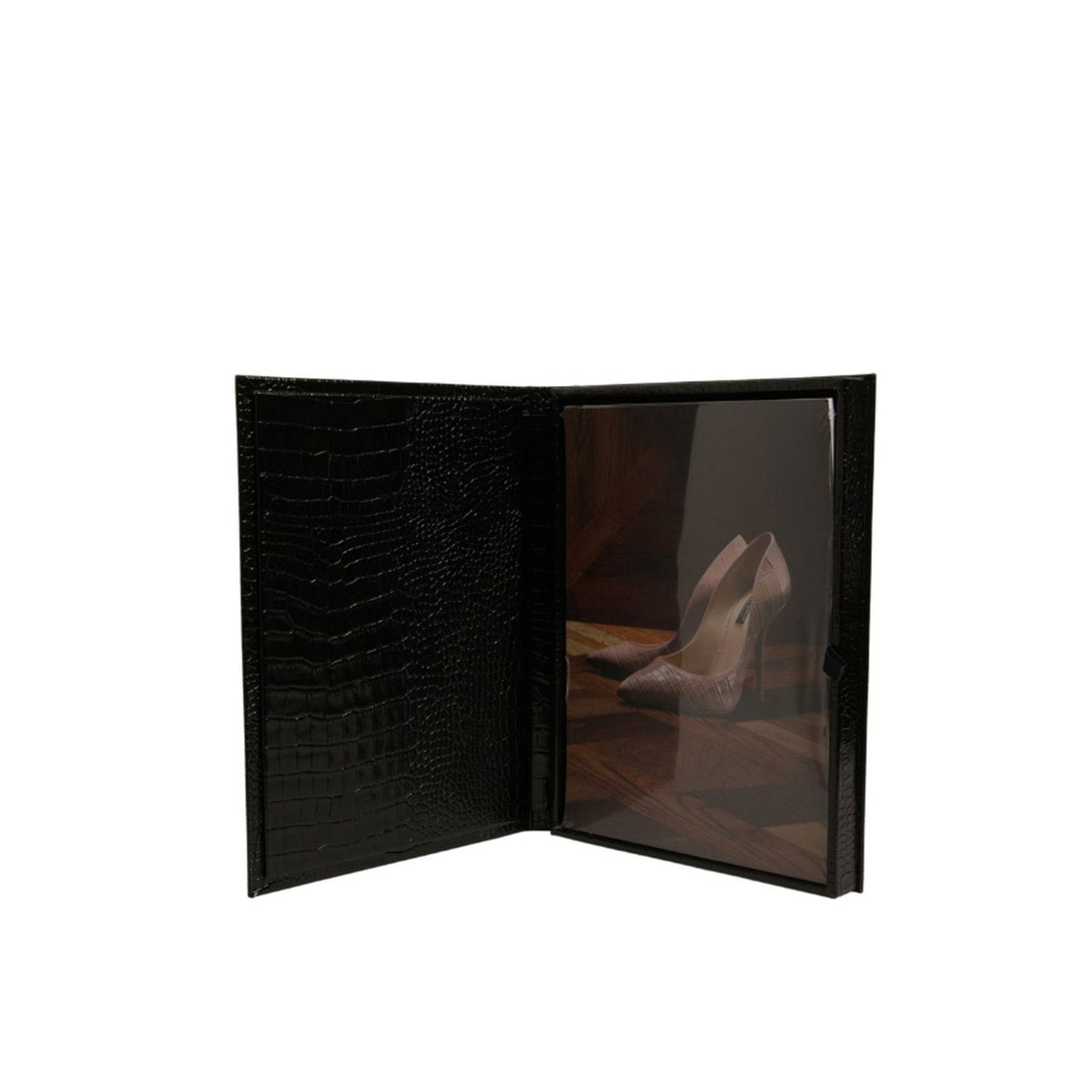 Dolce & Gabbana Elegant Black Leather Logo Plaque Holder Catalogue Case SMY10622