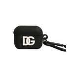 Dolce & Gabbana Black Silicone Rubber Logo Embossed Airpods Case SMY10607