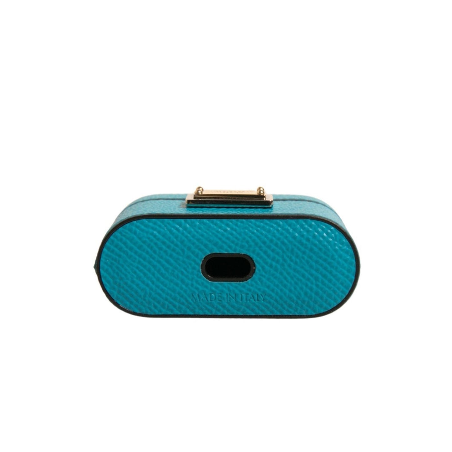 Dolce & Gabbana Green Leather Metal Logo Plaque Holder Airpods Case SMY10610