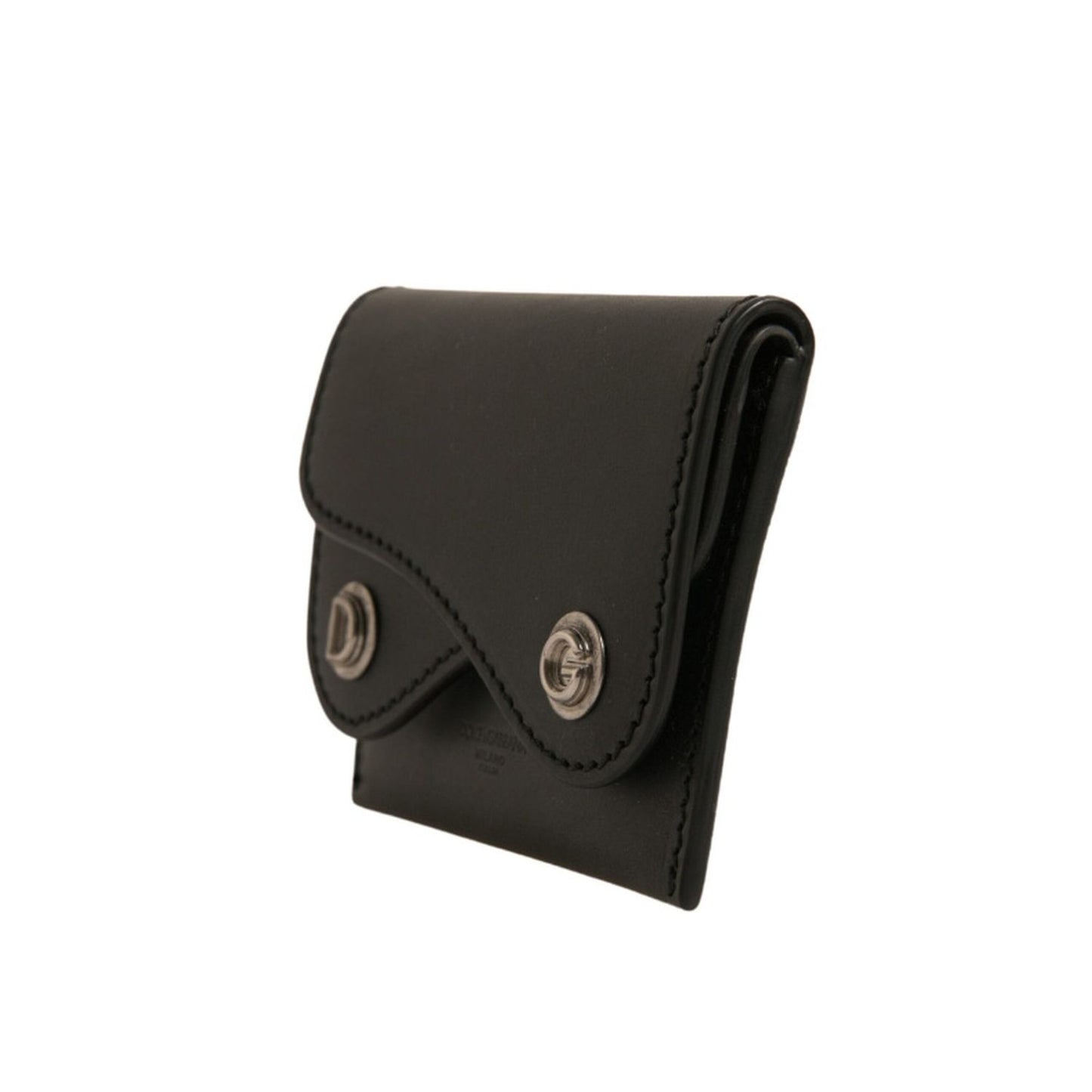 Dolce & Gabbana Black Leather Card Case Keychain Key Holder SMY10626