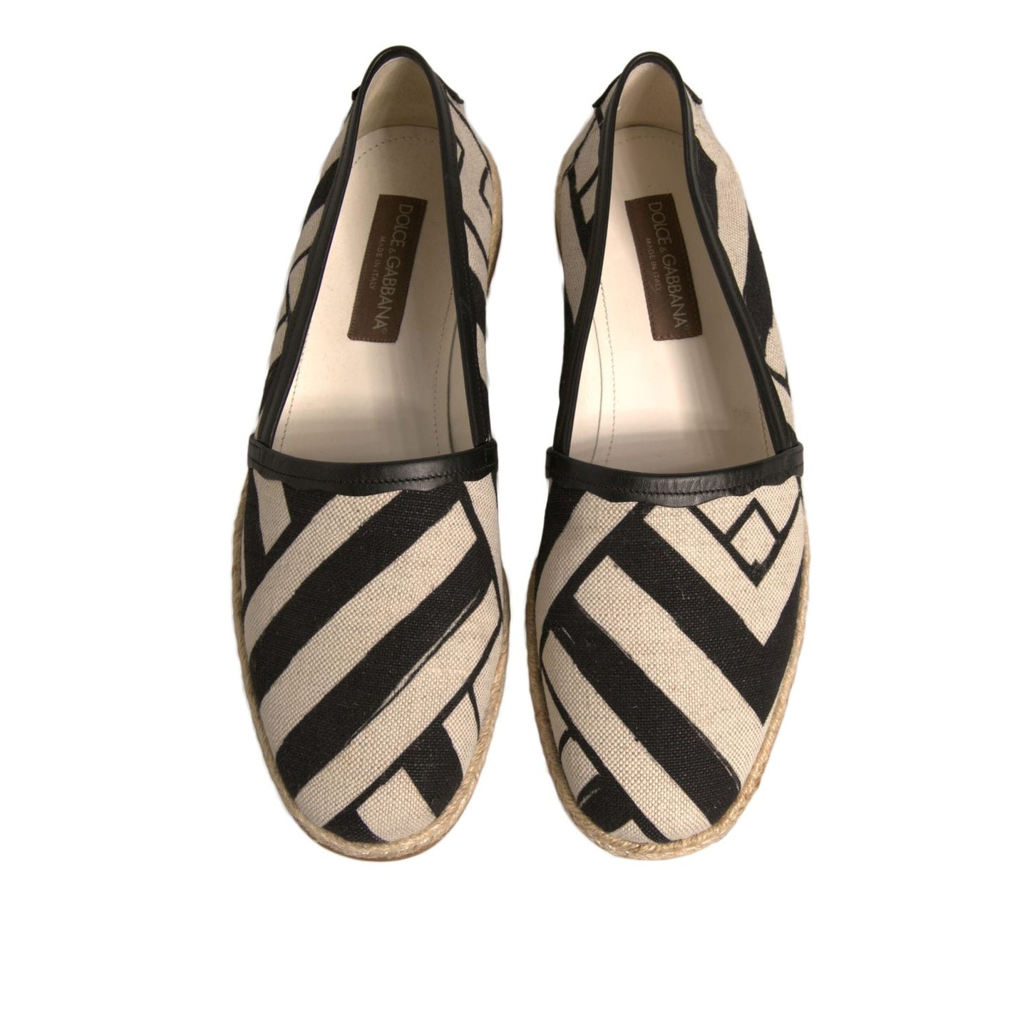 Dolce & Gabbana Black White Stripes Slip On Espadrille Shoes MV5523-41