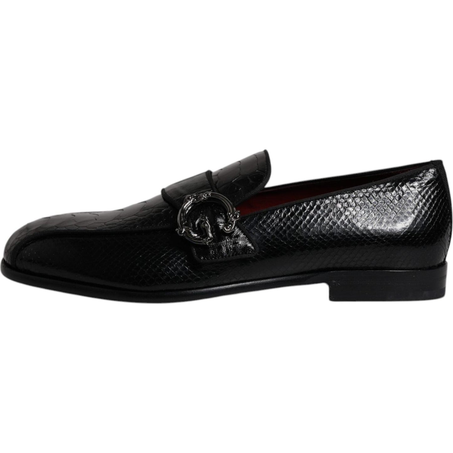 Dolce & Gabbana Black Exotic Leather DG Logo Loafers Formal Dress Shoes MV6790-42