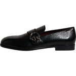 Dolce & Gabbana Black Exotic Leather DG Logo Loafers Formal Dress Shoes MV6790-42