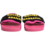 Dolce & Gabbana Fuchsia Neoprene Slides Flats Beachwear Shoes LA12347-37