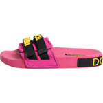 Dolce & Gabbana Fuchsia Neoprene Slides Flats Beachwear Shoes LA12347-37