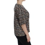 Dolce & Gabbana Gray Gold Key Print Silk Blouse T-shirt SIG13324-2