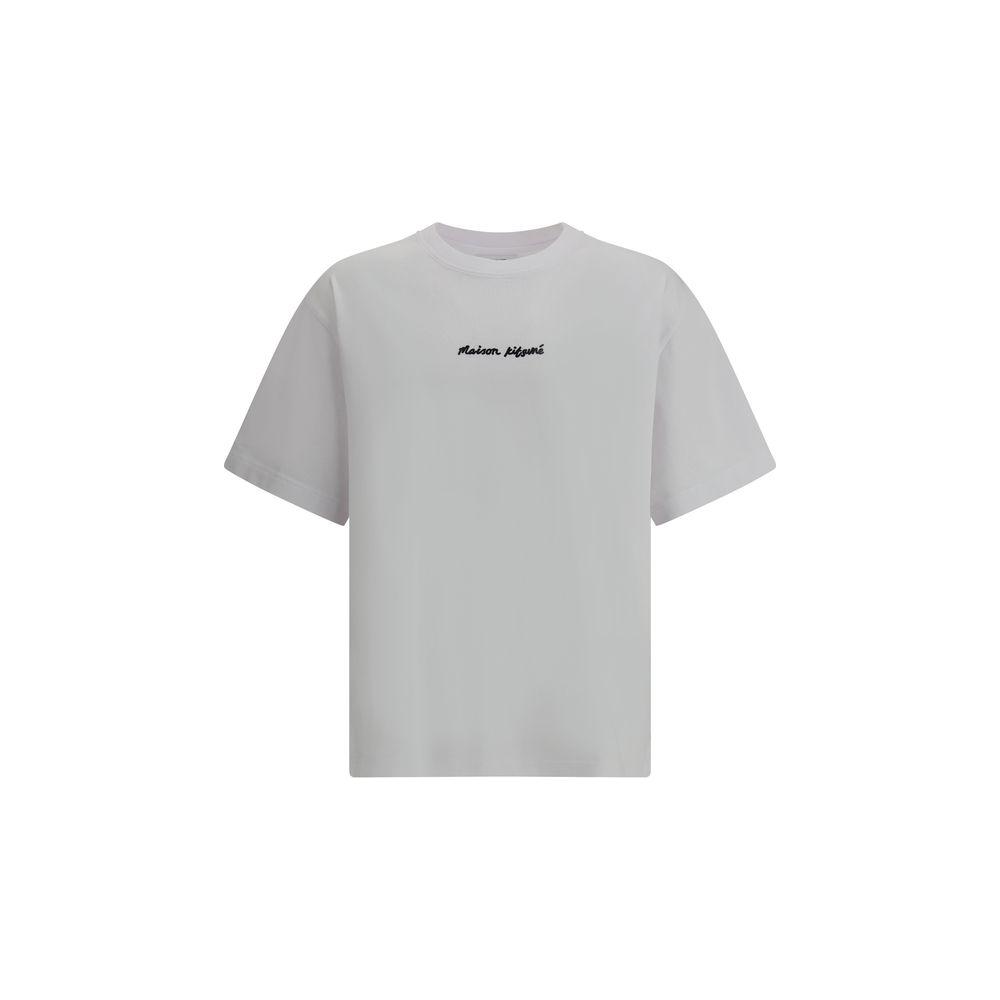 Maison Kitsuné oversized cotton t-shirt with ribbed crew neck and embroidered monogram, featuring a versatile monochrome pattern.