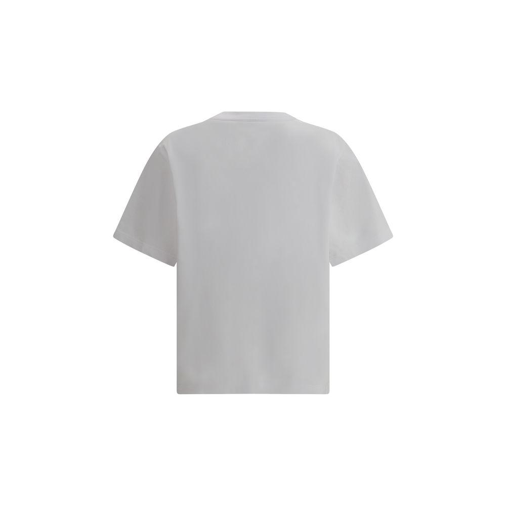Back view of Maison Kitsuné oversized cotton T-shirt in white with relaxed fit and ribbed crew neck.