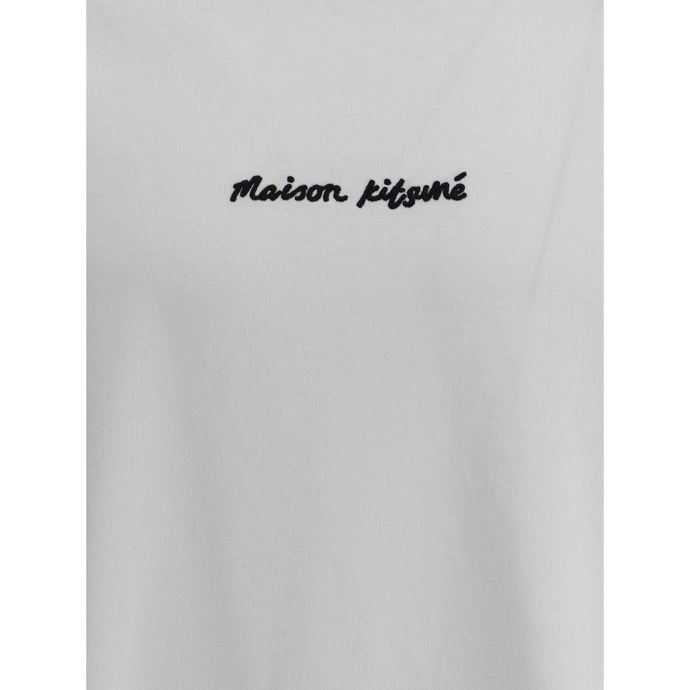 Maison Kitsuné Oversized T-Shirt with embroidered monogram on front, showcasing a relaxed and modern style in monochrome cotton.
