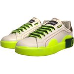 Dolce & Gabbana White Yellow Portofino Leather Sneakers Shoes