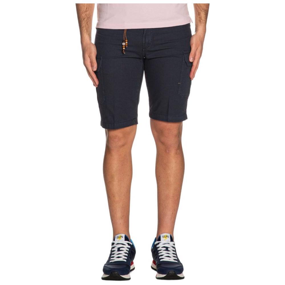 Yes Zee Blue Cotton Men Bermuda Shorts YE-14669-W30