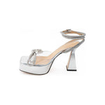 MACH & MACH Elegant Silver Leather Platforms MA-4066668-EU39/US9