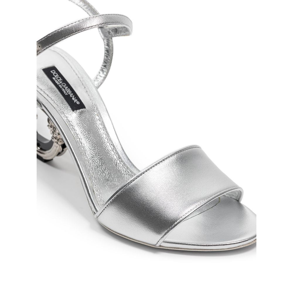 Dolce & Gabbana Gray Leather Sandal DO-8217668-EU37/US7