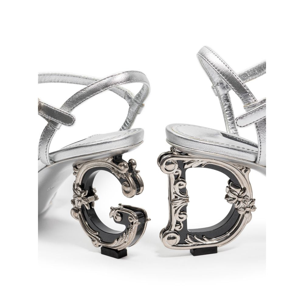Dolce & Gabbana Gray Leather Sandal DO-8217668-EU37/US7