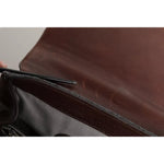 Brunello Cucinelli Brown Gray Leather Cognac Wool Business Tote Bag