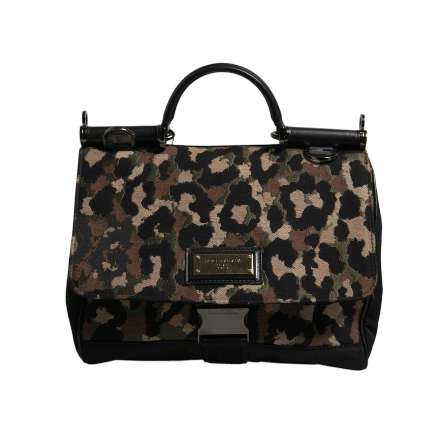 Dolce & Gabbana Brown Leopard Print Lacquard Nylon Sicily Tote Bag BAG4001