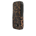 Dolce & Gabbana Brown Leopard Print Dauphine Leather Zip Around Wallet BAG4049