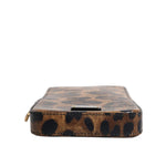 Dolce & Gabbana Brown Leopard Print Dauphine Leather Zip Around Wallet BAG4049