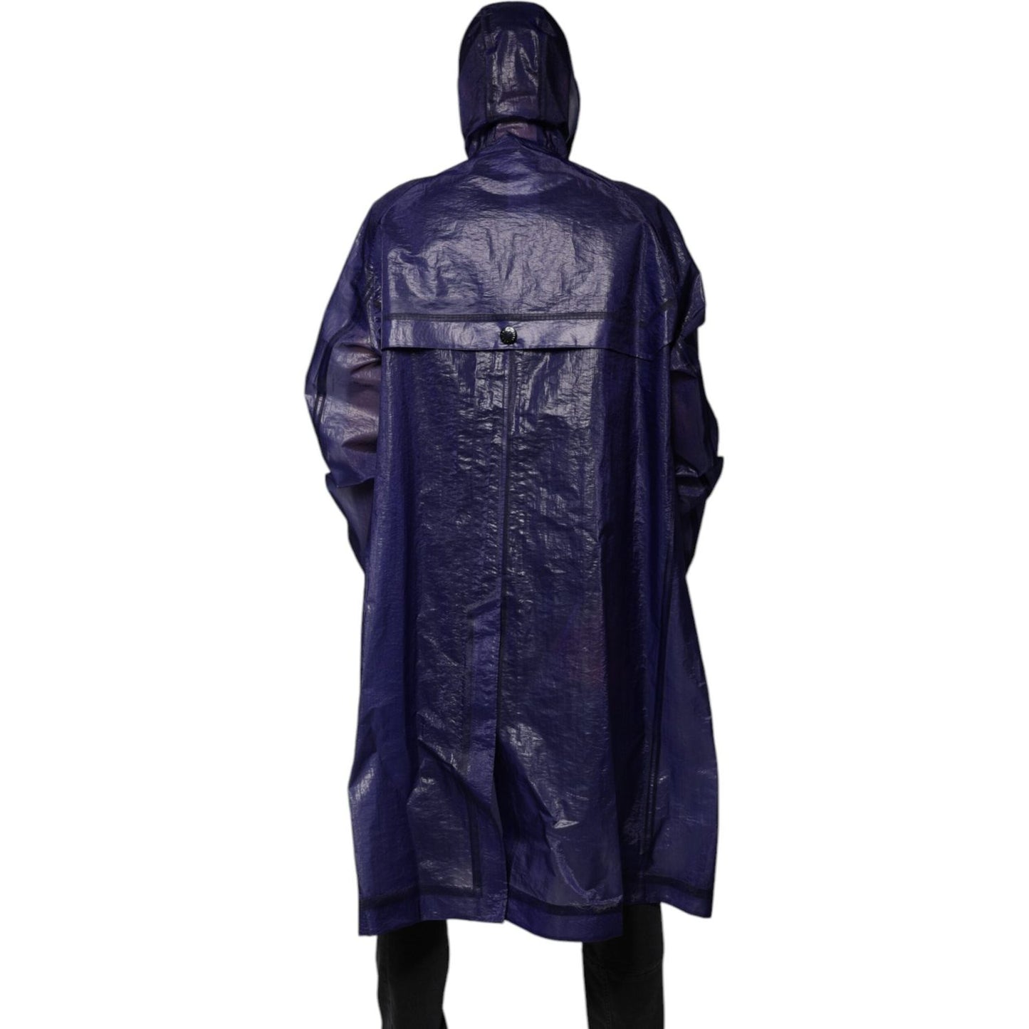 Dolce & Gabbana Dark Blue Cotton Hooded Men Raincoat Jacket