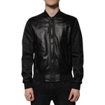 Dolce & Gabbana Black Lambskin Full Zip Biker Blouson Jacket