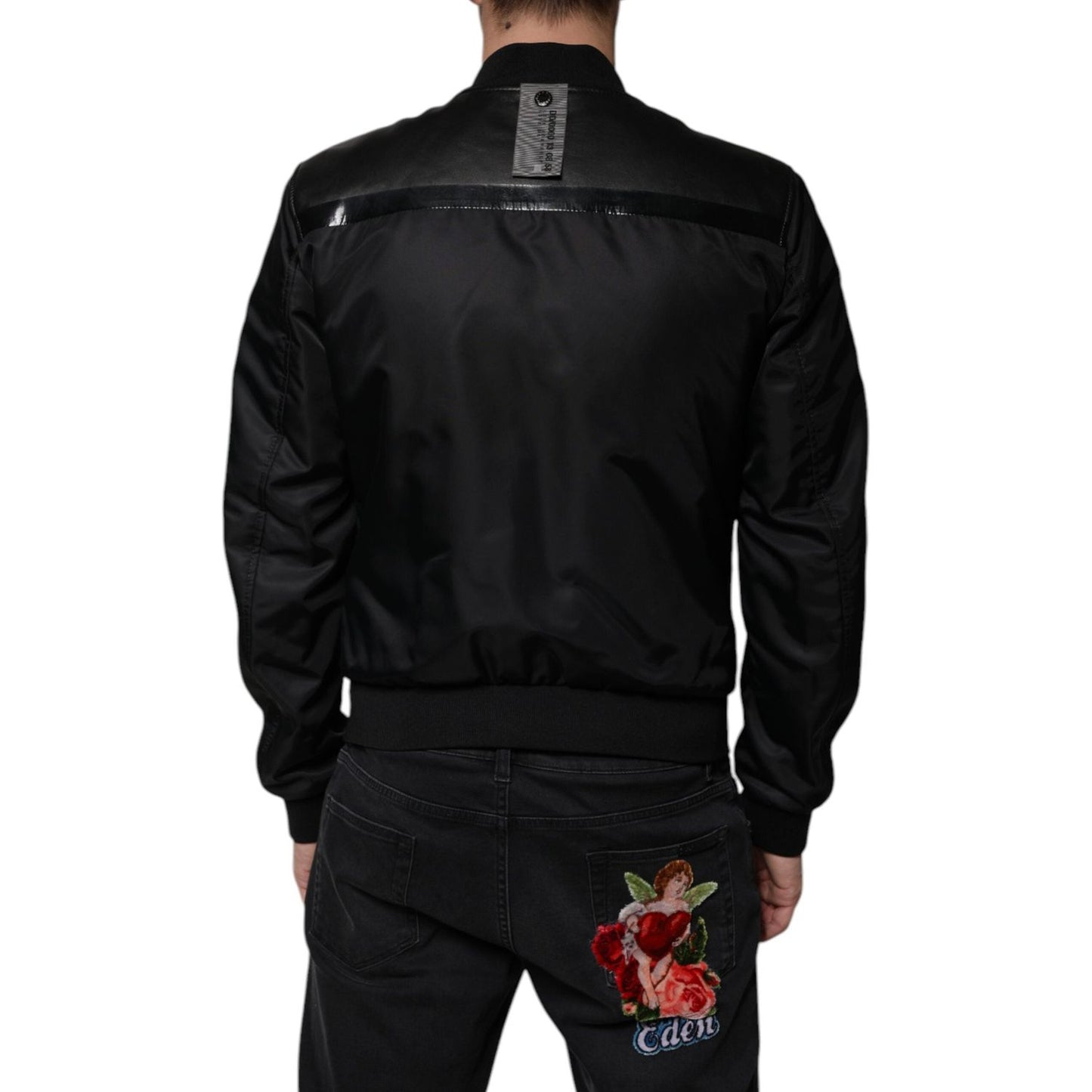 Dolce & Gabbana Black Lambskin Full Zip Biker Blouson Jacket
