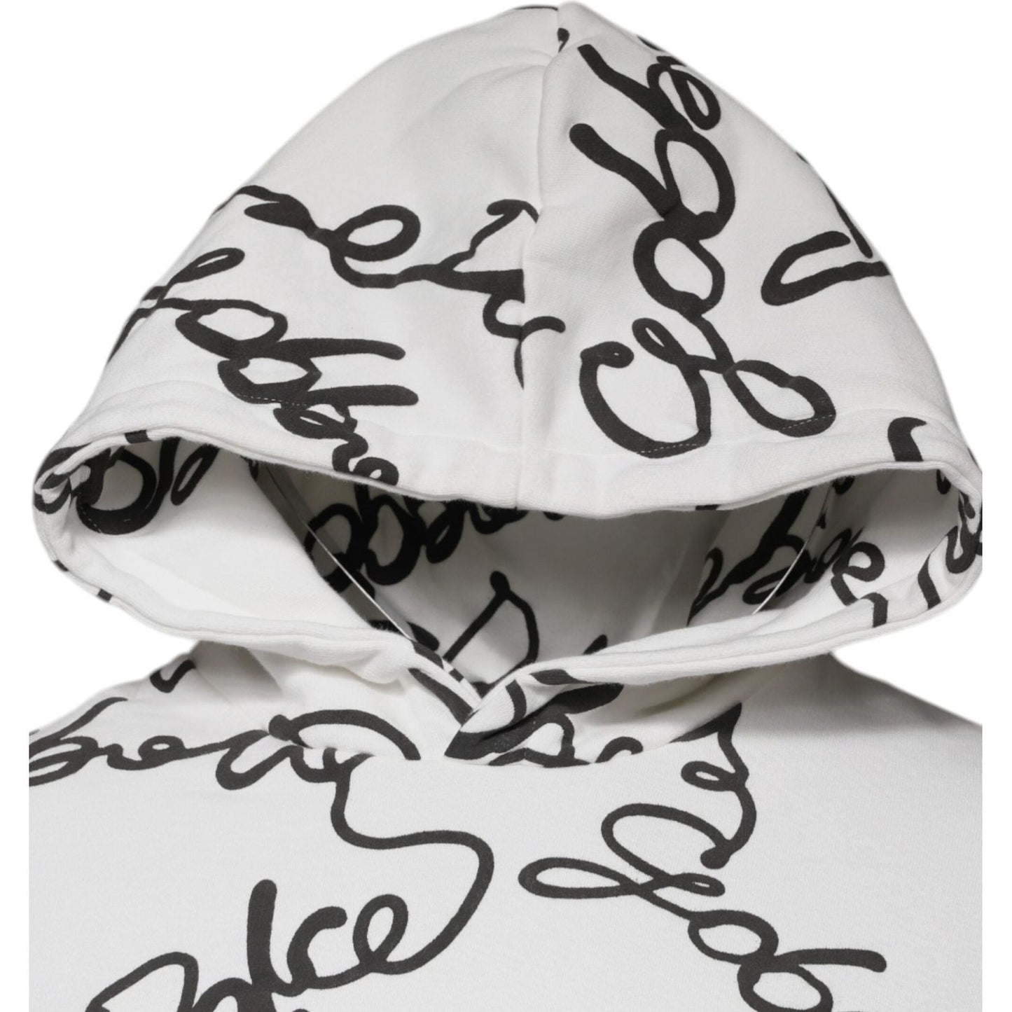Dolce & Gabbana White Logo Cotton Hooded Sweatshirt Sweater
