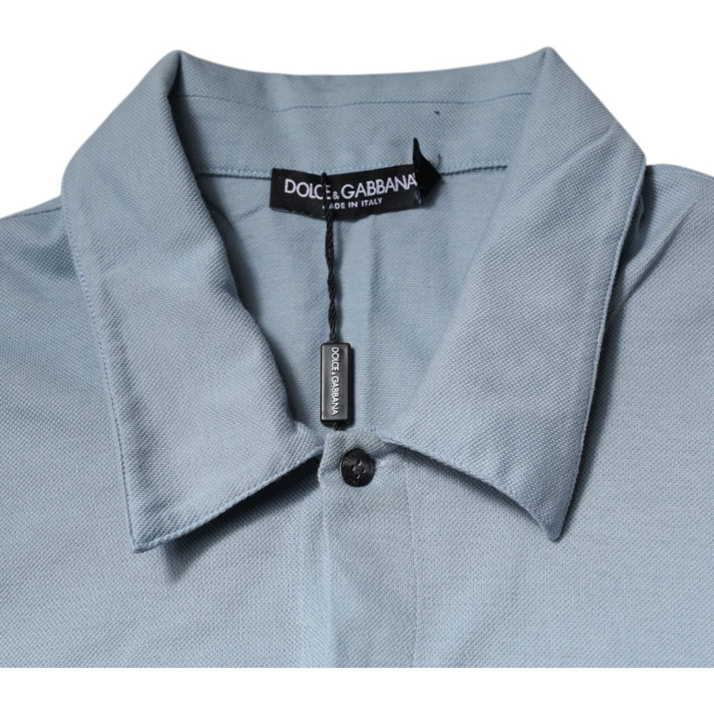 Dolce & Gabbana Blue Cotton Button Down Casual Men Polo Shirt TSH878565-48