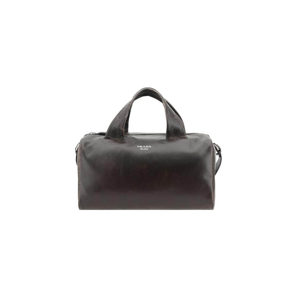 Prada Leather Men Travel Bag Prada Dark Slate Gray