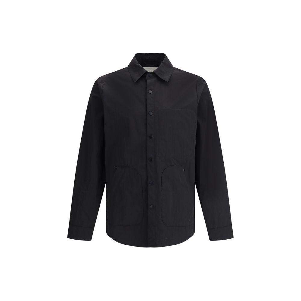 Paltò Gilberto shirt jacket, black with classic collar, button front closure, and adjustable cuffs for versatile style and comfort.