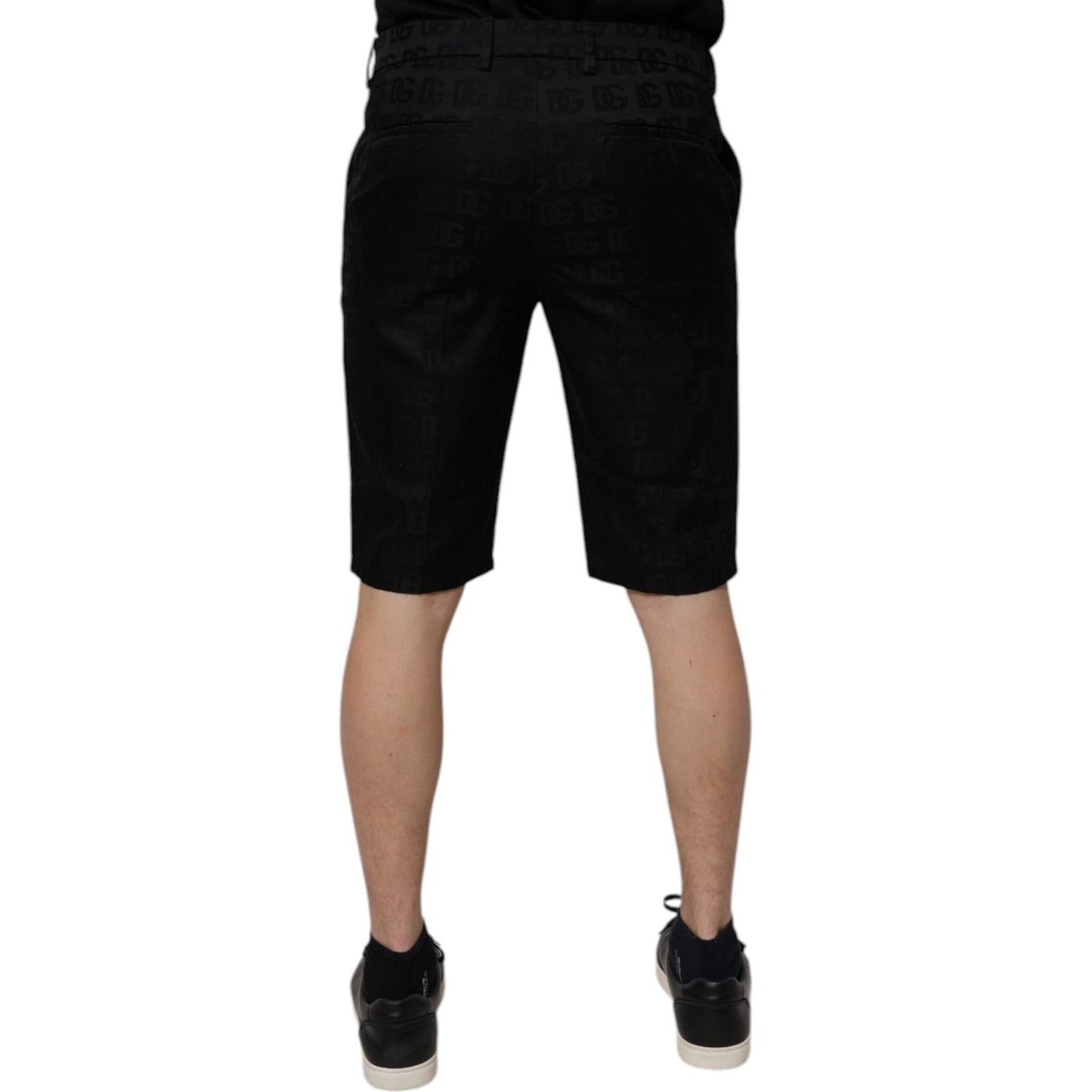 Dolce & Gabbana Black Cotton Casual Mid Waist Chino Shorts PAN75241-48