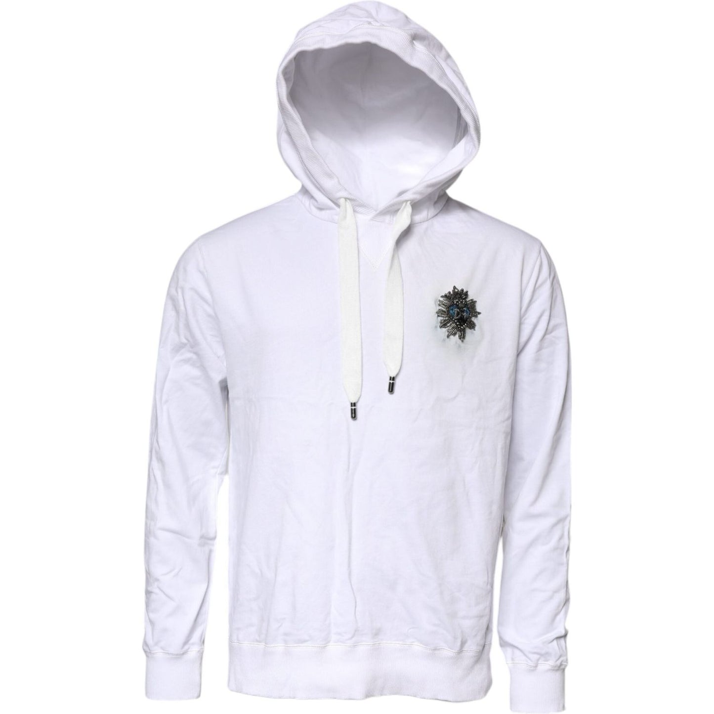 Dolce & Gabbana White Cotton Hooded Sweatshirt Sweater