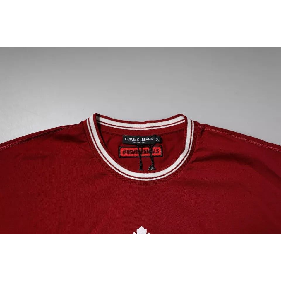 Dolce & Gabbana Red Logo Crown Cotton Crew Neck T-shirt TSH90049-50
