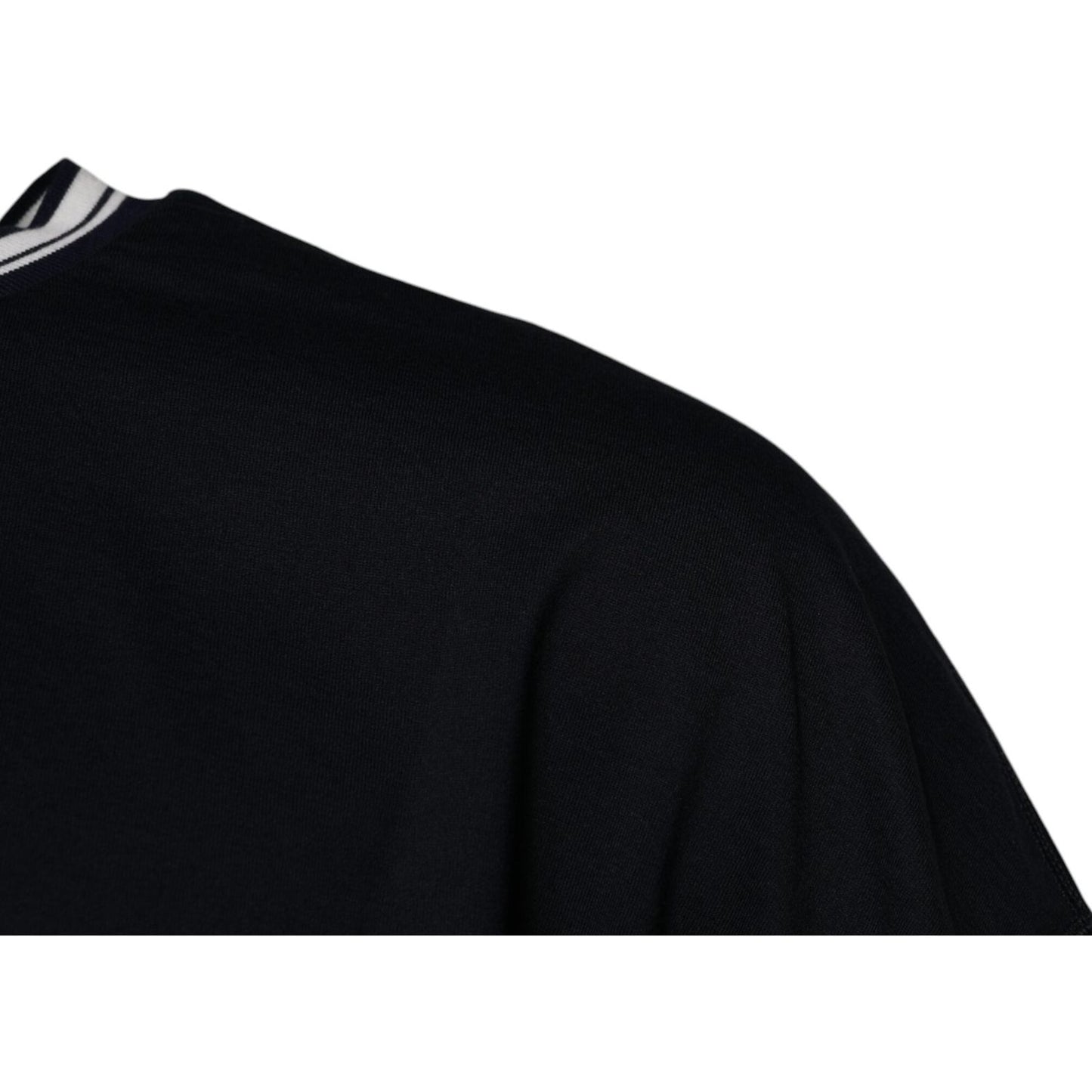 Dolce & Gabbana Dark Blue Logo Crown Cotton Crew Neck T-shirt