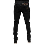 Dolce & Gabbana Black Tattered Cotton Skinny Men Denim Jeans PAN75286-46