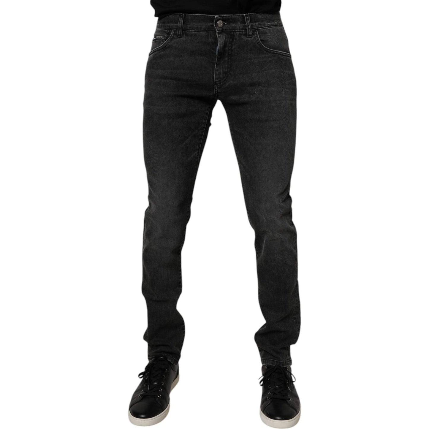 Dolce & Gabbana Black Cotton Stretch Skinny Men Denim Jeans PAN75289-44