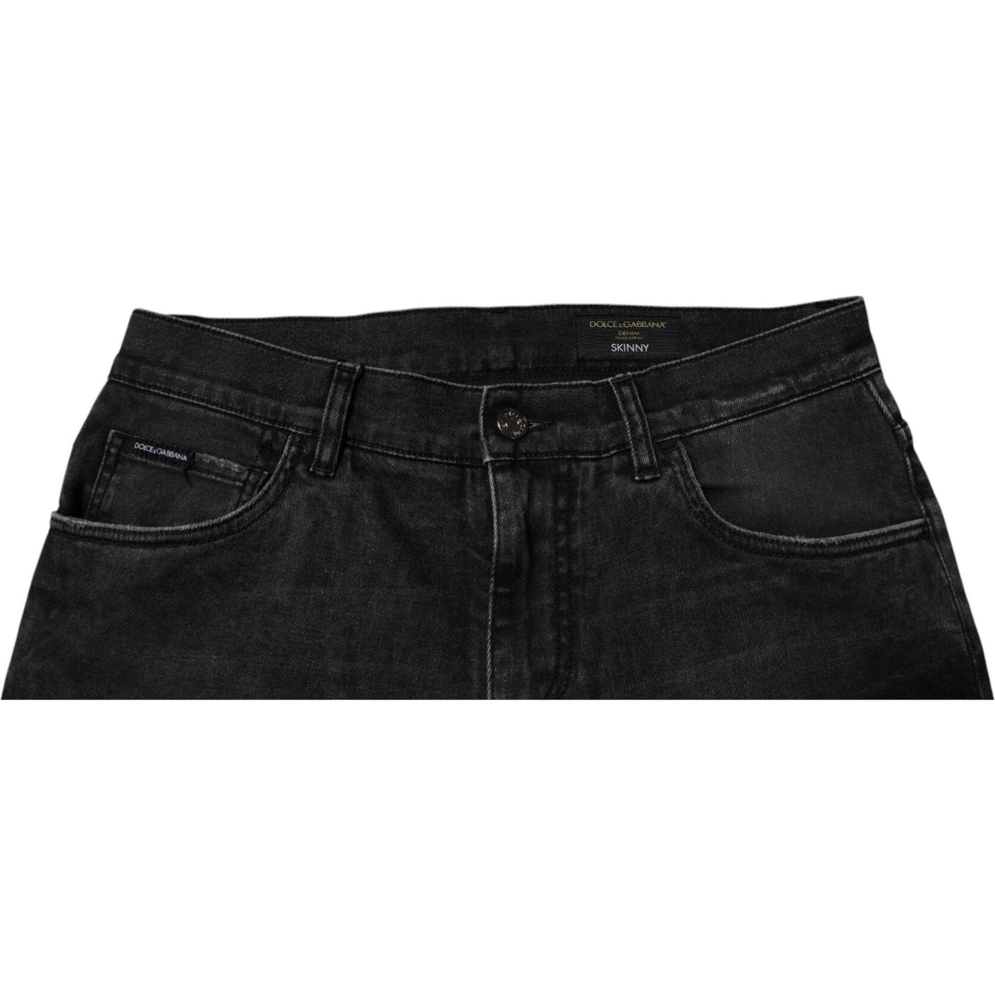Dolce & Gabbana Black Cotton Stretch Skinny Men Denim Jeans PAN75289-44