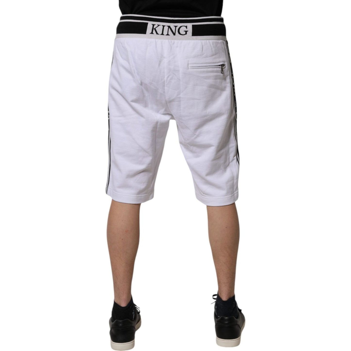 Dolce & Gabbana White Stripe Cotton DG King Bermuda Shorts
