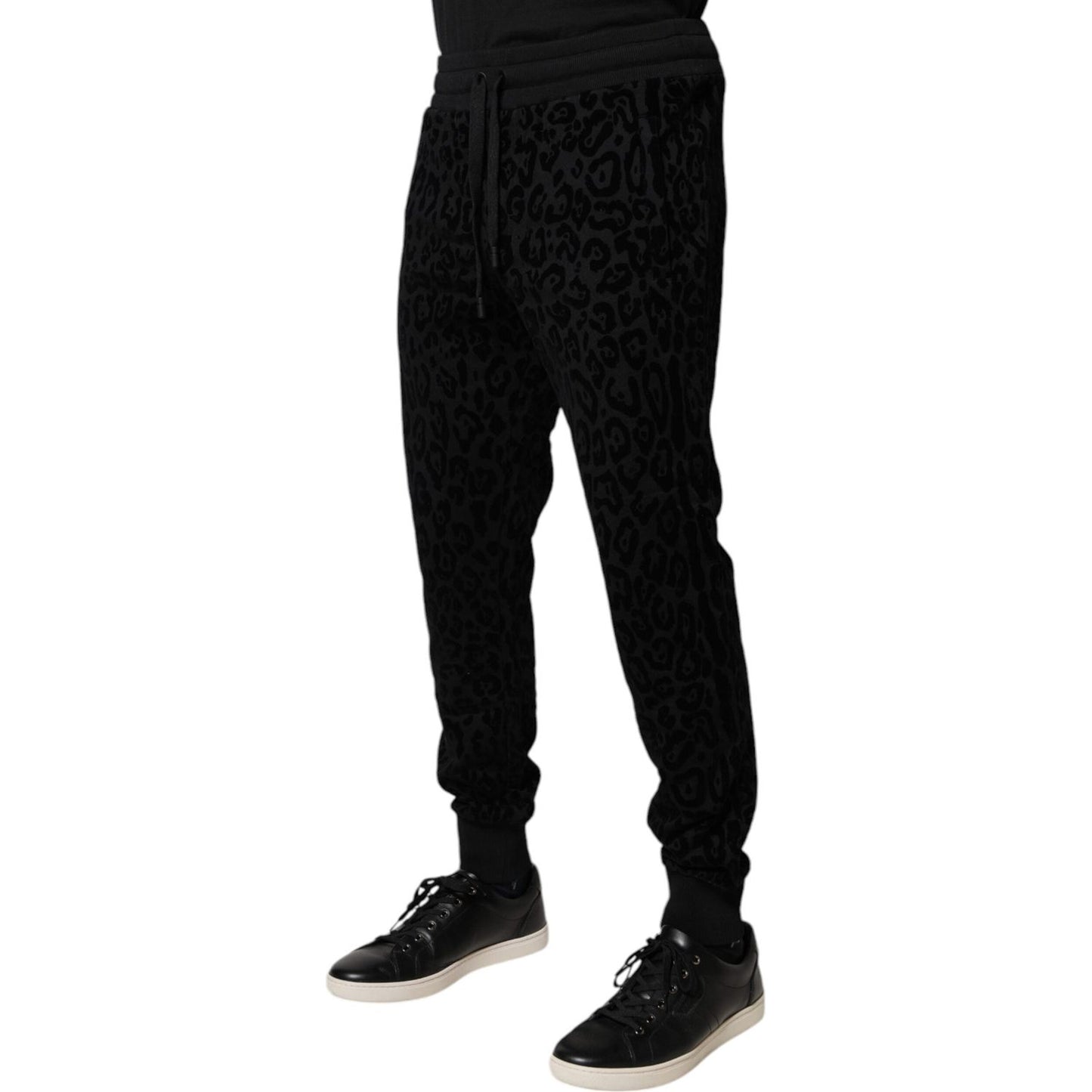 Dolce & Gabbana Black Leopard Cotton Jogger Sweatpants Pants PAN76030-46