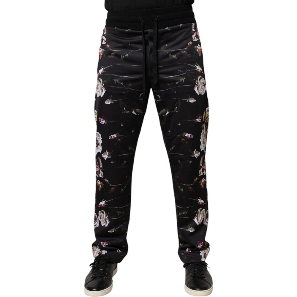 Dolce & Gabbana Black Floral Polyester Jogger Pants PAN76031-44