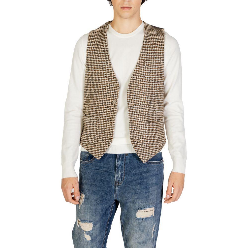 Gianni Lupo Beige Wool Waistcoat GI-14789300309-IT52 | XL