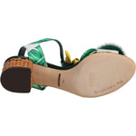 Dolce & Gabbana Green Crystal Fur Embellished Sandals Shoes LA12449-36.5