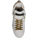 Dolce & Gabbana White Gold Leather Low Top Sneakers Shoes