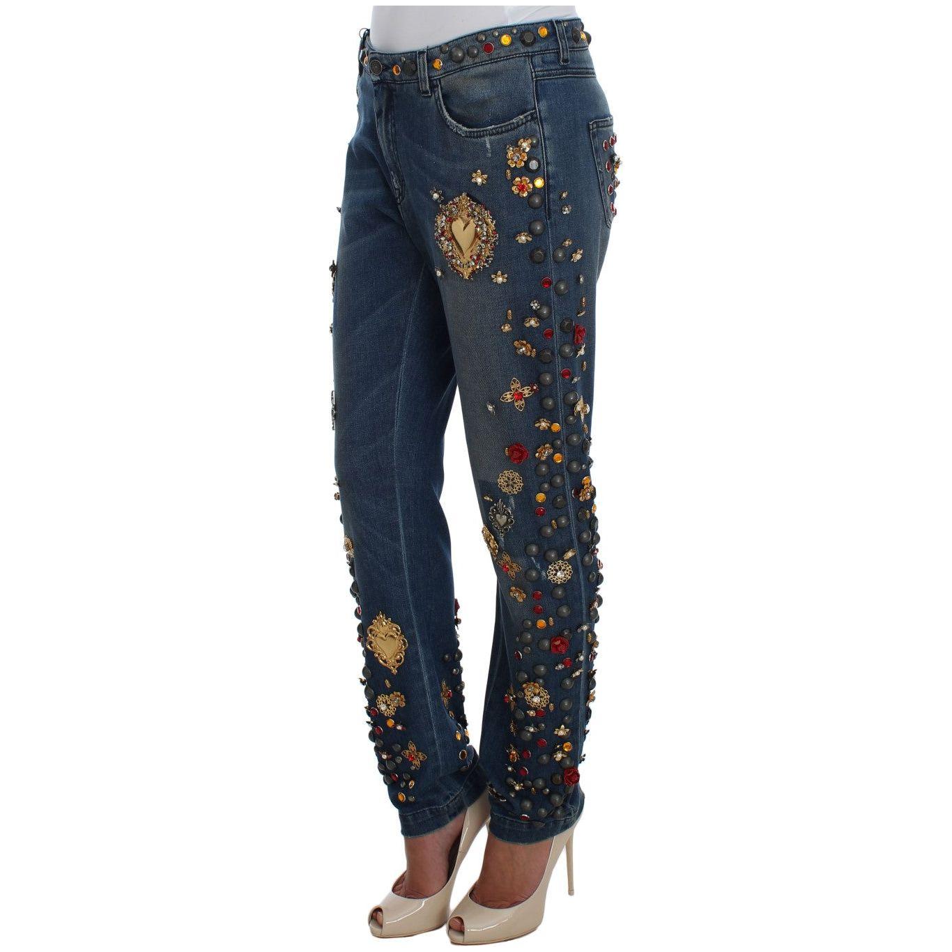 Dolce & Gabbana Crystal Roses Heart Embellished Jeans SIG19329-5