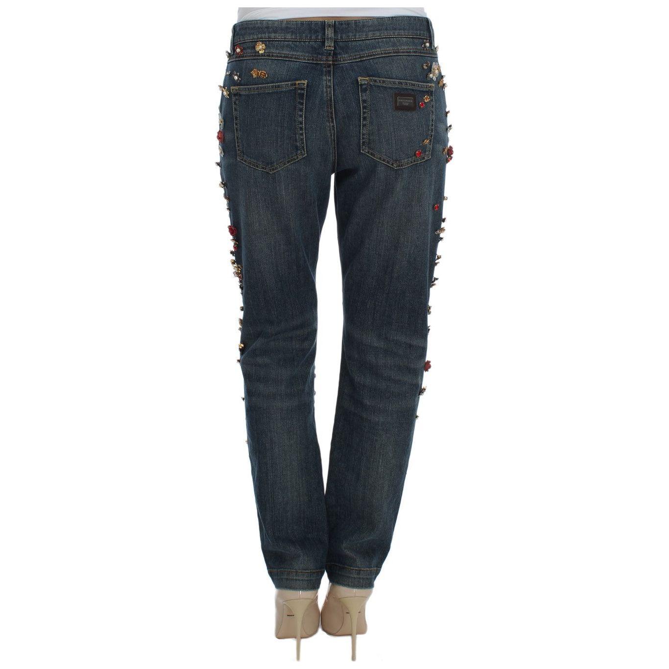 Dolce & Gabbana Crystal Roses Heart Embellished Jeans SIG19331-1