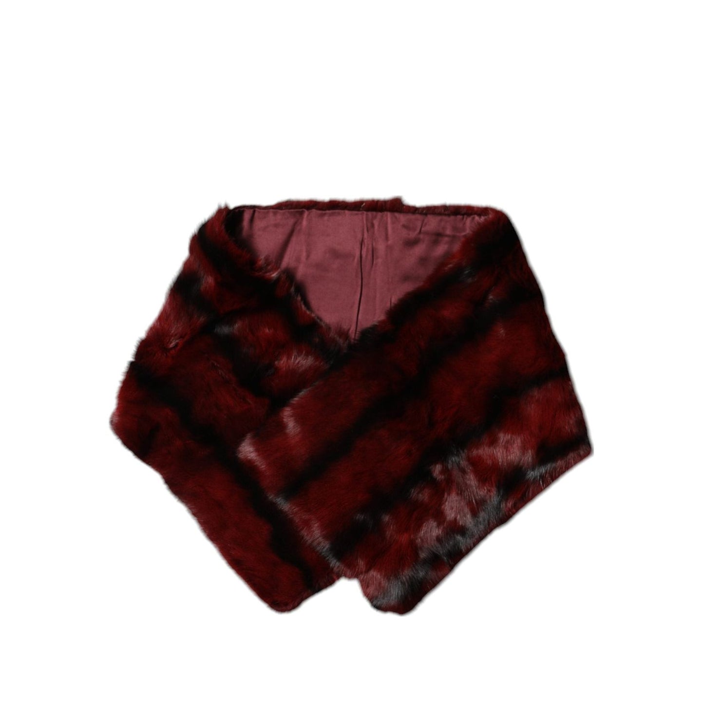 Dolce & Gabbana Black Red Stripe Fur Shawl Neck Wrap Scarf MS7101