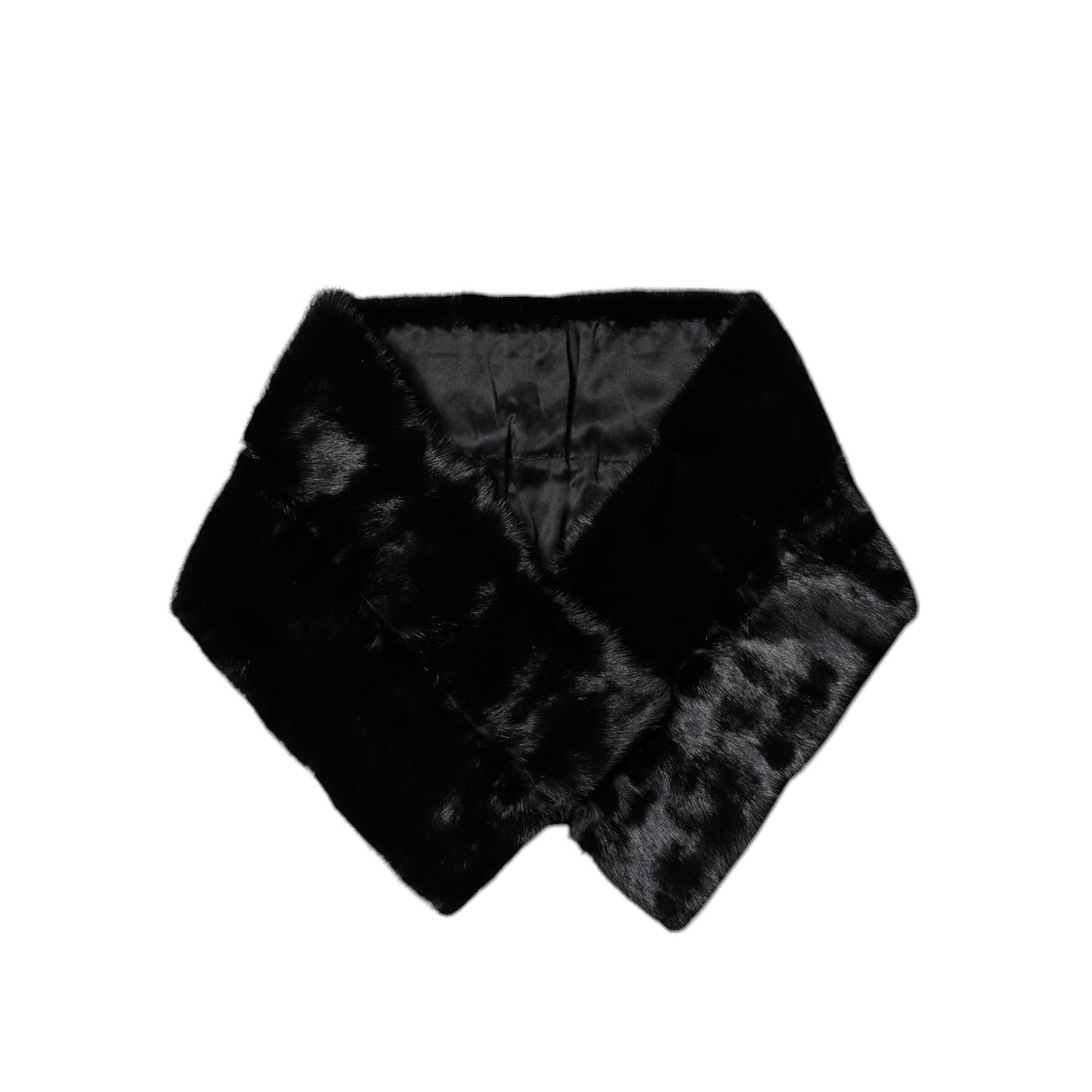 Dolce & Gabbana Black Fur Shawl Neck Wrap Cover Collar Scarf MS7102